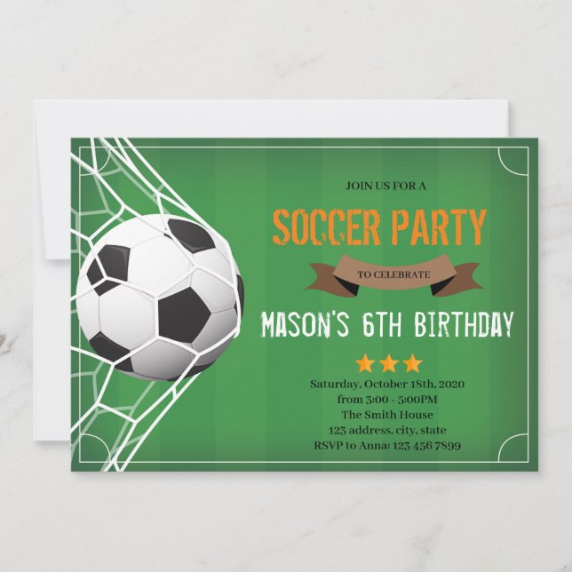 Invitation à une fête de foot adorable (Devant)