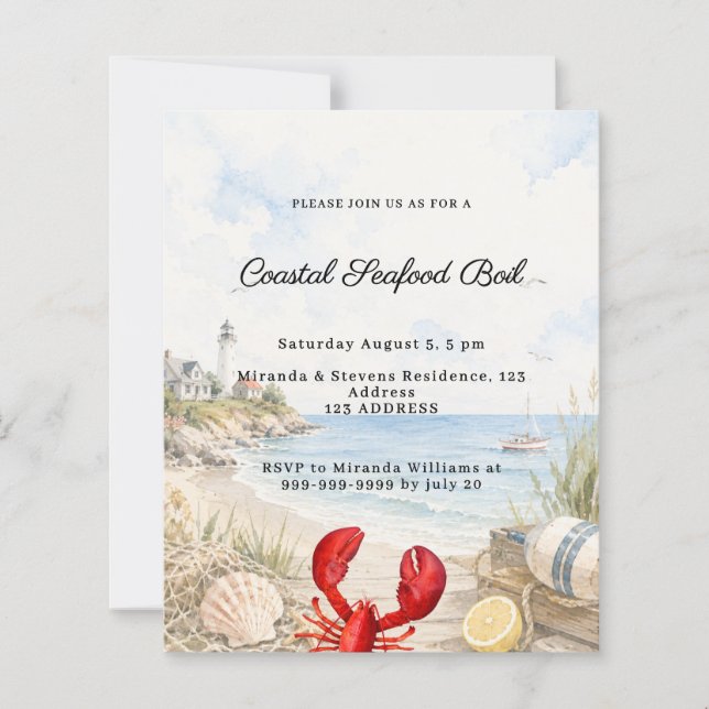 Invitation à une fête de fruits de mer côtiers bou (Devant)
