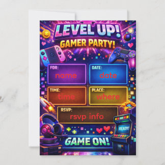 Invitation à une fête de gamer | Anniversaire de j