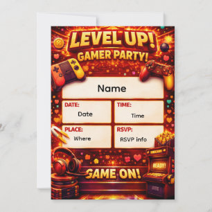 Invitation à une fête de gamer de niveau supérieur
