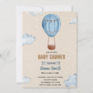 Invitation à une fête de garçon avec montgolfière