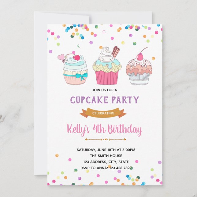 Invitation à une fête de guerre de Cupcake avec pa (Devant)