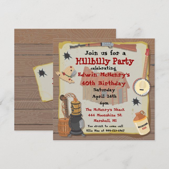Invitation à une fête de hillbilly (Devant / Derrière)