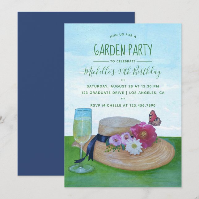 Invitation à une fête de jardin d'anniversaire (Devant / Derrière)