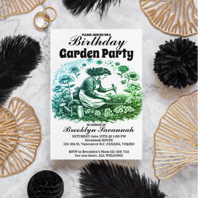 Invitation à une fête de jardinier dans le jardin  (Créateur téléchargé)