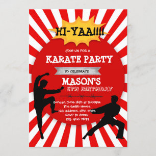 Invitation à une fête de karaté pour garçon mignon