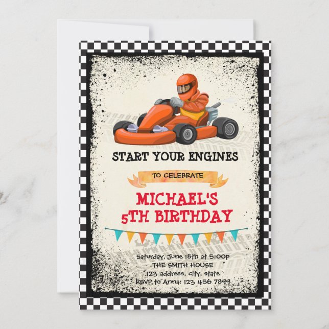 Invitation à une fête de karting (Devant)