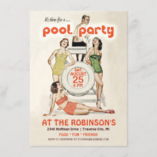 Invitation à une fête de la piscine Vintage rétro