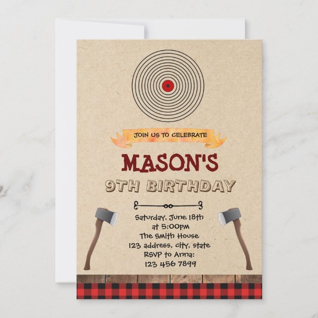 Invitation à une fête de lancer de hachette (Devant)