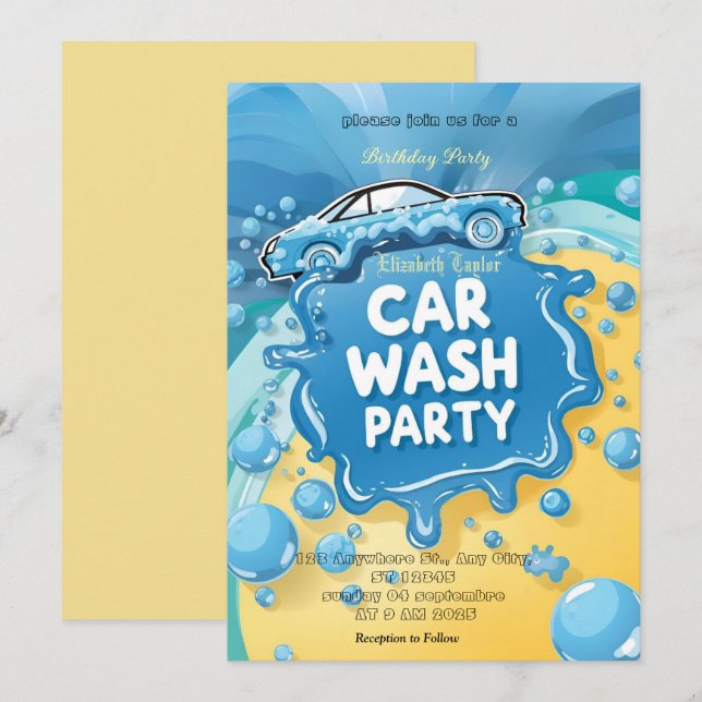 Invitation à une fête de lavage de voiture – Céléb (Devant / Derrière)