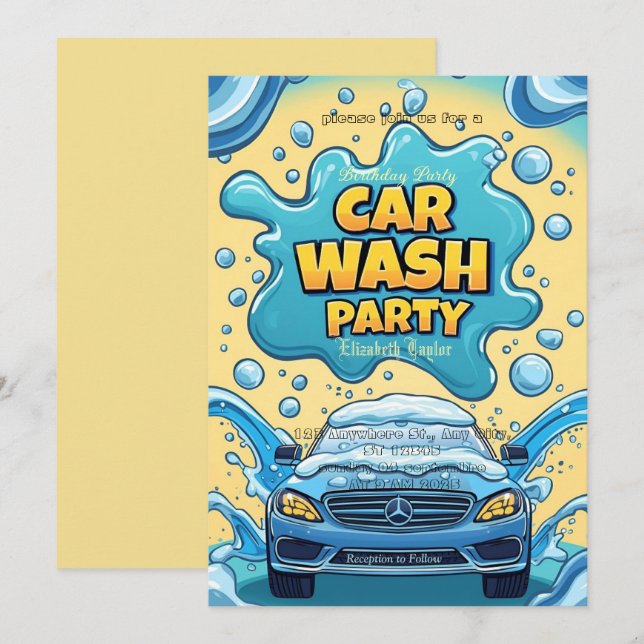 Invitation à une fête de lavage de voiture – Céléb (Devant / Derrière)