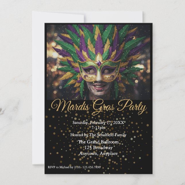 Invitation à une fête de Mardi Gras (Devant)