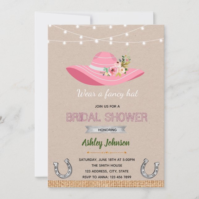 Invitation à une fête de mariage avec chapeau de D (Devant)
