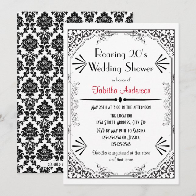 Invitation à une fête de mariage - Les Années Foll (Devant / Derrière)