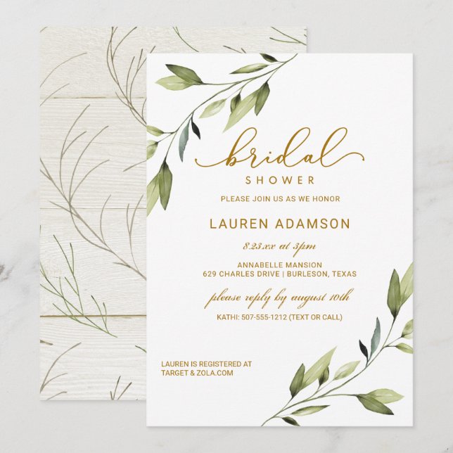 Invitation à une fête de mariage - Vert conte de f (Devant / Derrière)