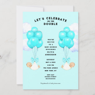 Invitation à une fête de naissance de jumeaux