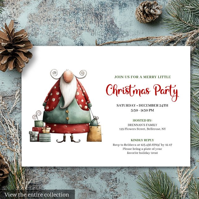 Invitation à une fête de Noël aquarelle de Père No (Funny Santa watercolor Christmas party invitation

)
