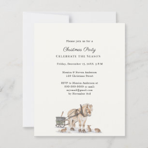 Invitation à une fête de Noël au traîneau à cheval