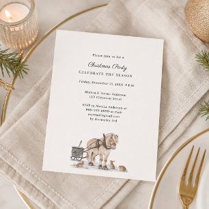 Invitation à une fête de Noël au traîneau à cheval