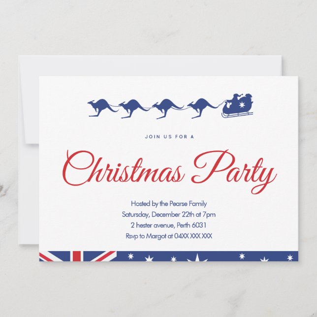 Invitation à une fête de Noël australienne drapeau (Devant)