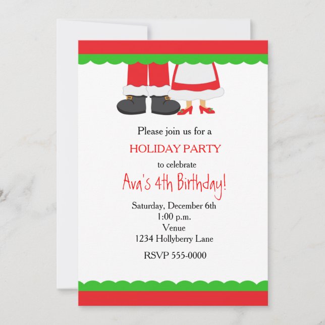 Invitation à une fête de Noël avec le Père Noël et (Devant)