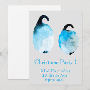 Invitation à une fête de Noël avec manchot bleu hi
