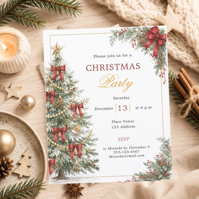 Invitation à une fête de Noël avec un arbre aux ru (Créateur téléchargé)
