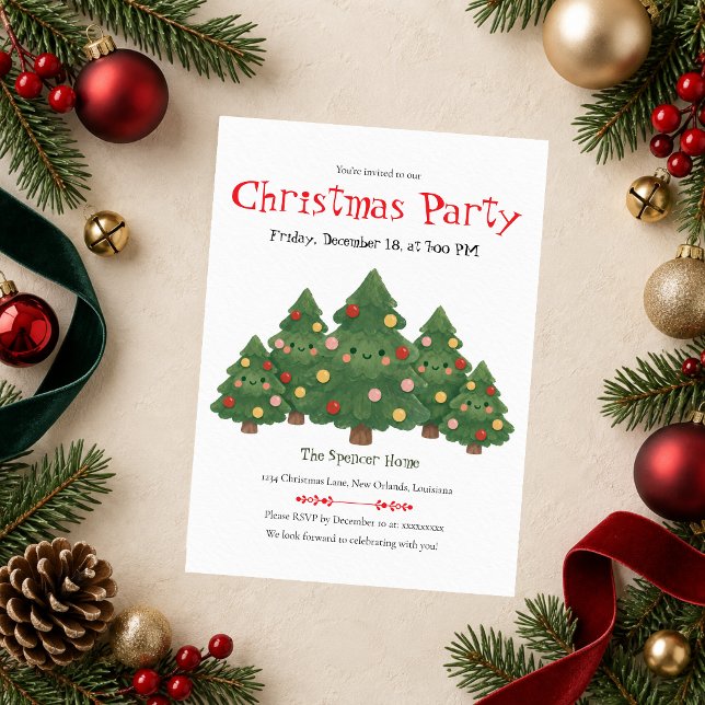 Invitation à une fête de Noël avec un arbre mignon (Créateur téléchargé)