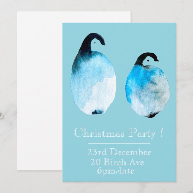 Invitation à une fête de Noël avec un manchot de N (Devant / Derrière)
