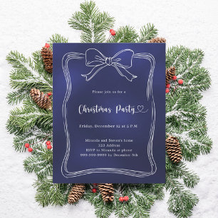 Invitation à une fête de Noël avec un nœud bleu