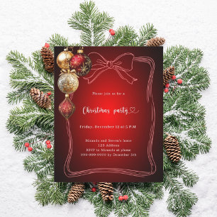 Invitation à une fête de Noël avec un nœud rouge e
