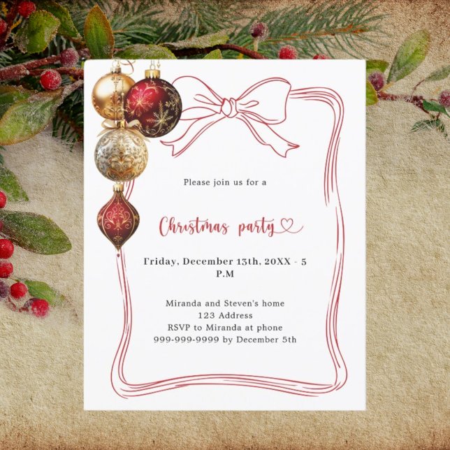 Invitation à une fête de Noël avec un nœud rouge e (Créateur téléchargé)