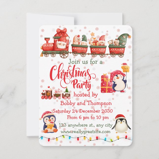 Invitation à une fête de Noël avec un Père Noël mi (Devant)