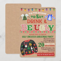 Invitation à une fête de Noël avec un pull moche