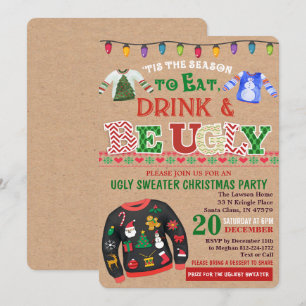 Invitation à une fête de Noël avec un pull moche