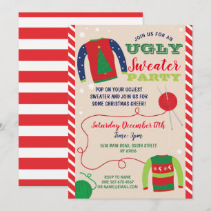 Invitation à une fête de Noël avec un pull moche