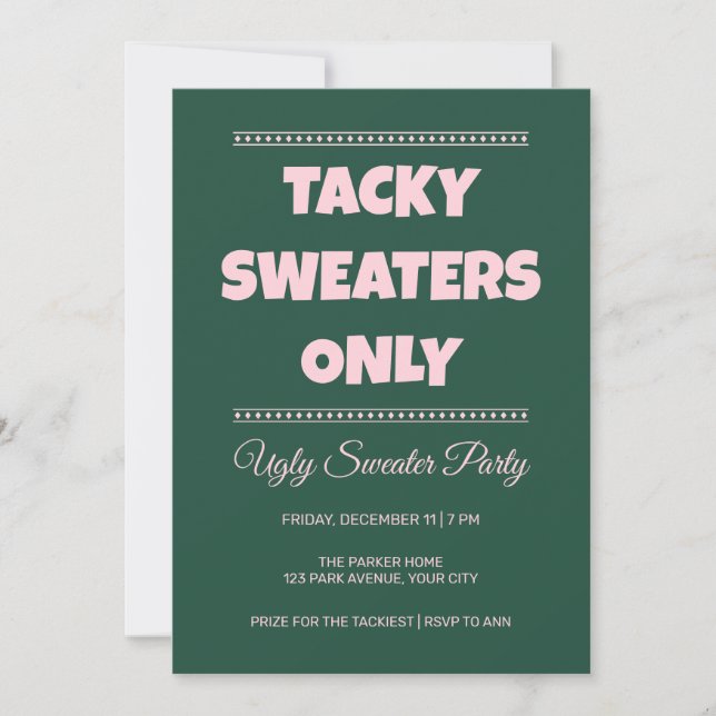 Invitation à une fête de Noël avec un pull moche a (Devant)