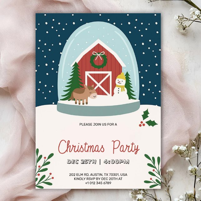 Invitation à une fête de Noël avec une grange cosy (Créateur téléchargé)