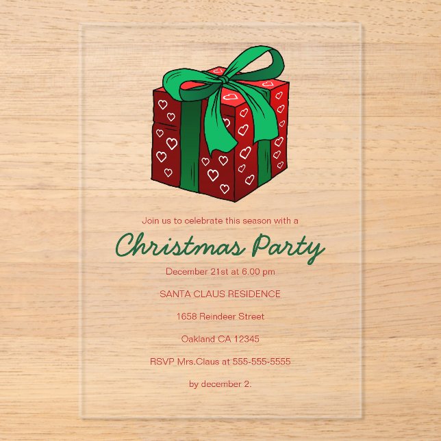 Invitation à une fête de Noël Cadeaux & Présents (Recto)