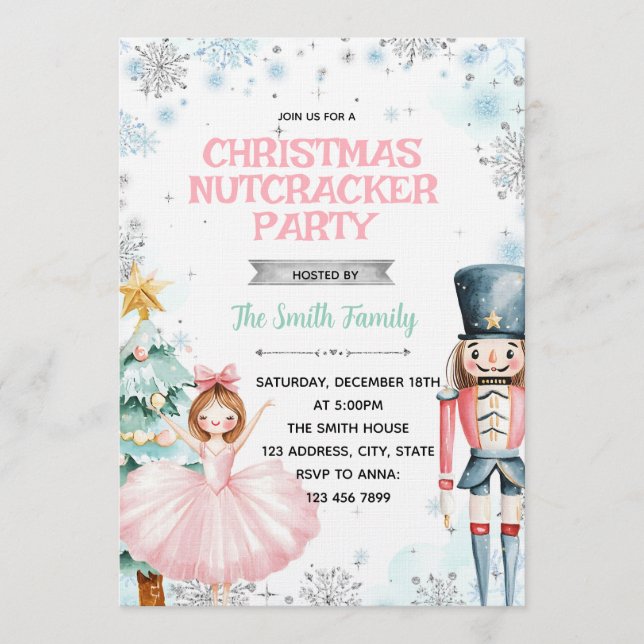 Invitation à une fête de Noël de casse-noisette en (Devant)