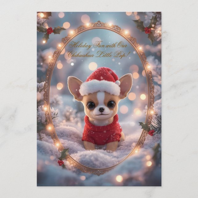 Invitation à une fête de Noël de Chihuahua mignon  (Devant)