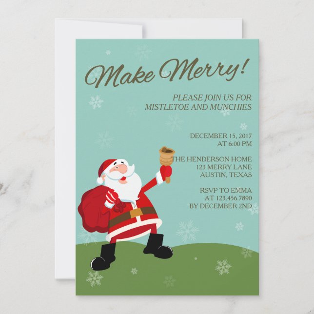 Invitation à une fête de Noël de Père Noël joyeux (Devant)
