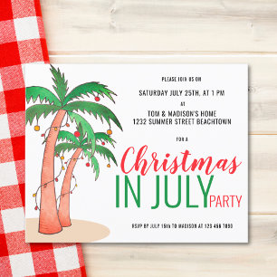 Invitation à une fête de Noël en juillet à budget