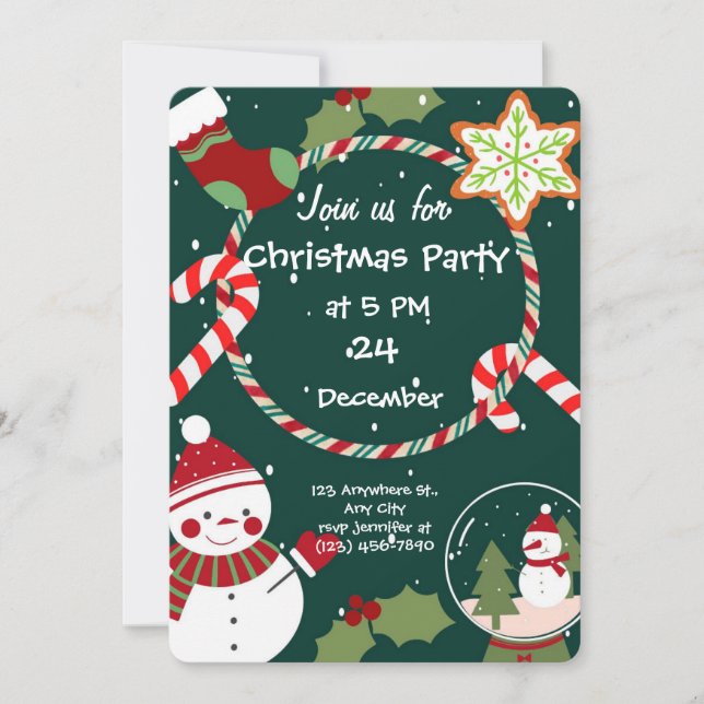Invitation à une fête de Noël fantaisiste  (Devant)