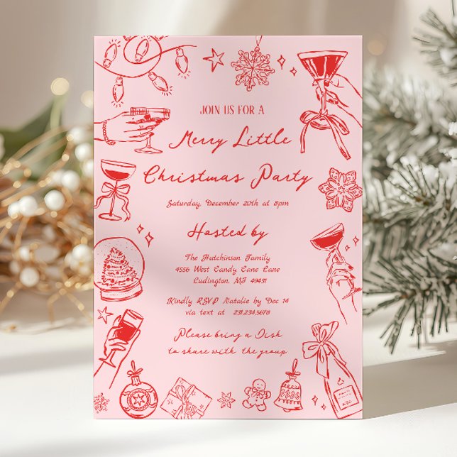 Invitation à une fête de Noël joyeuse et peu nombr (Merry Little Christmas Party Invitation)