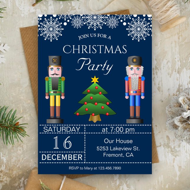Invitation à une fête de Noël Navy Blue | Casse-No (Créateur téléchargé)