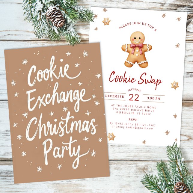 Invitation à une fête de Noël pour échange de bisc (Cookie Swap Xmas Party Invite)