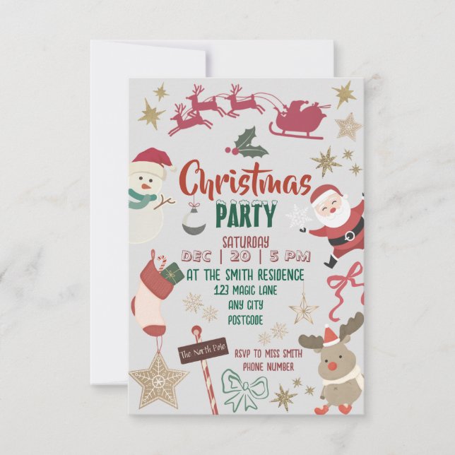 Invitation à une fête de Noël pour les enfants et  (Devant)