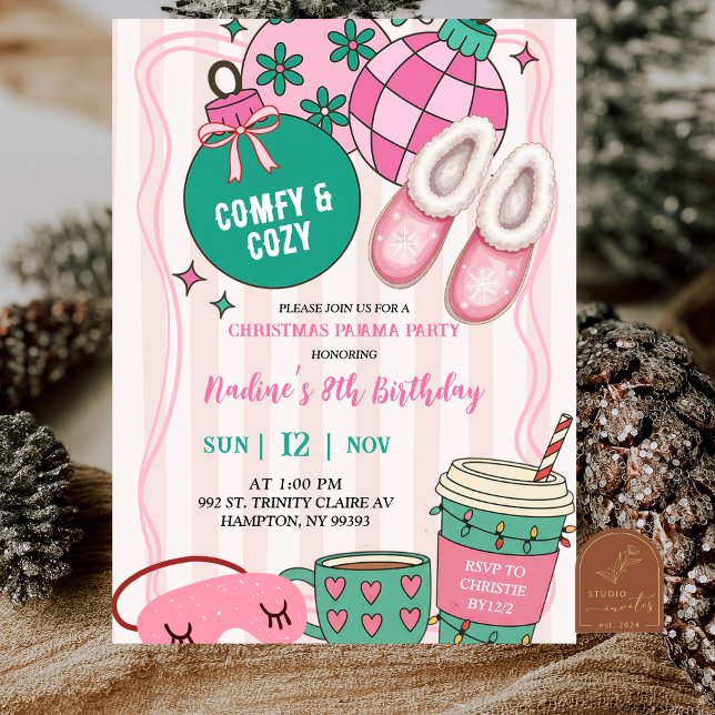 Invitation à une fête de Noël rétro mignonne en py (Créateur téléchargé)