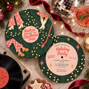 Invitation à une fête de Noël rétro Rockin' Around